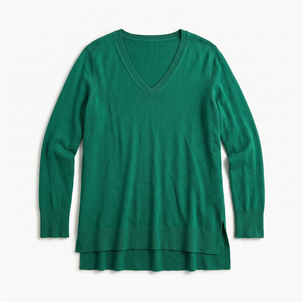 J.Crew Womens M Green V-Neck Sweater Re-Imagined Preppy Casual